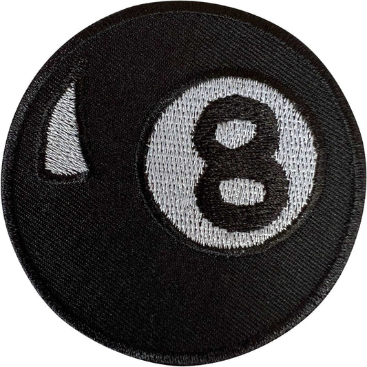 8 Ball Patch Iron Sew On Clothes Bag Snooker Pool Black Embroidered Crafts Badge