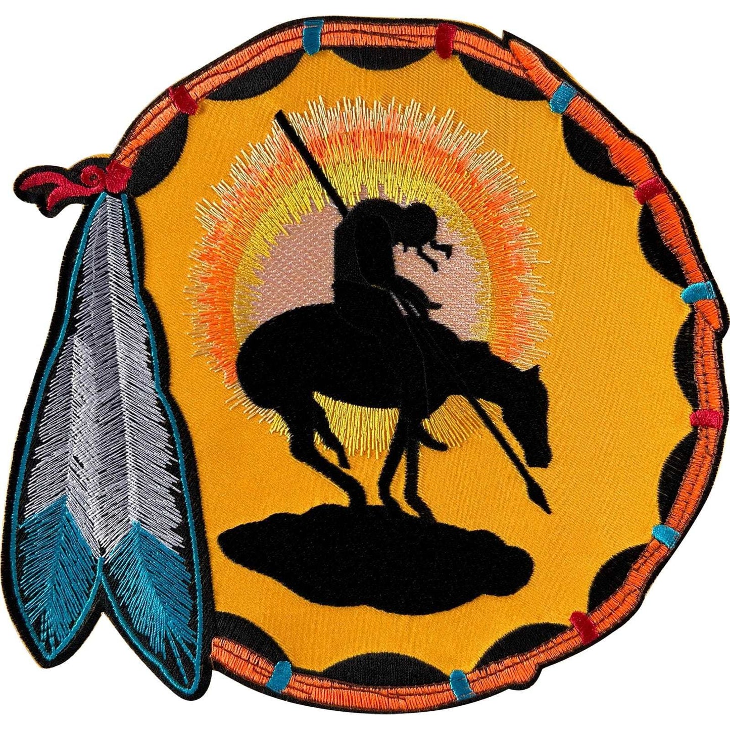 Big Large American Indian Sun Horse Feather Dreamcatcher Patch Iron Sew On Badge
