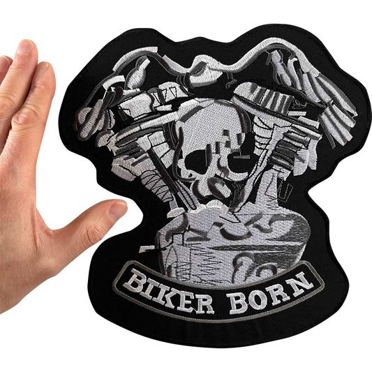 Big Large Biker Born Patch Iron Sew On Clothes Jacket Motorcycle Motorbike Badge