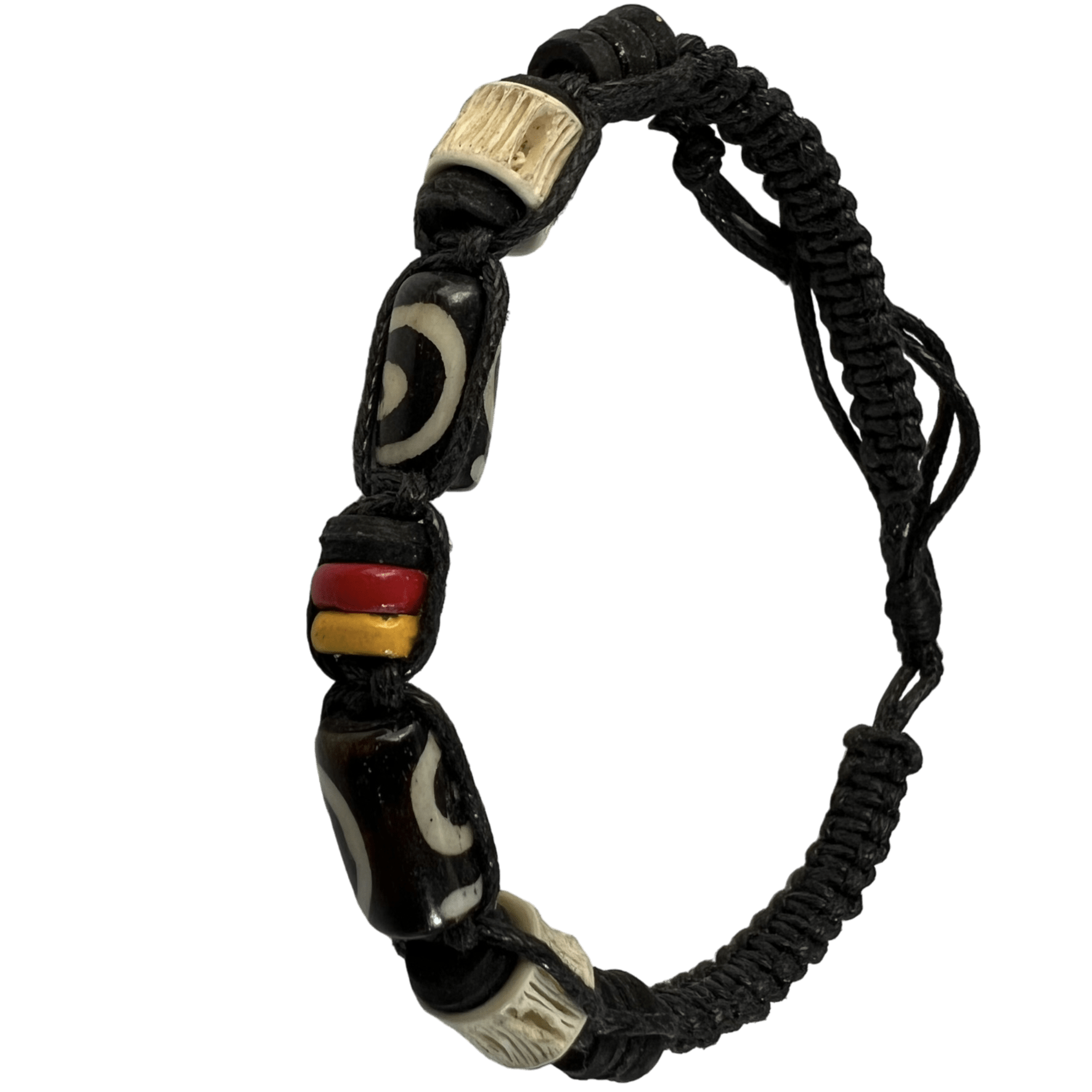 Black Cotton Coconut Wood Beads Bracelet Wristband Bangle Mens Womens Jewellery