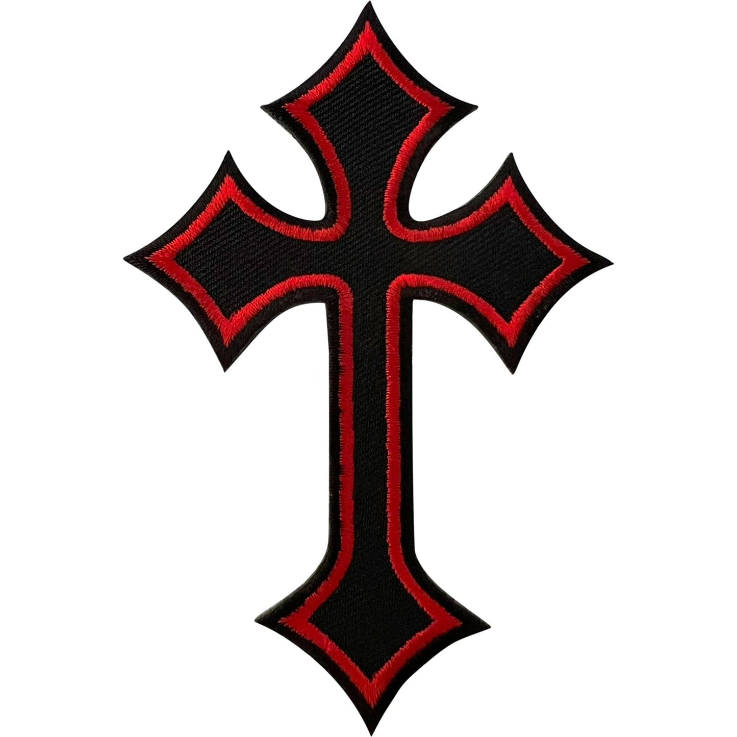 Black Red Cross Patch Iron Sew On Clothes Bag Denim Jeans Coat Embroidered Badge