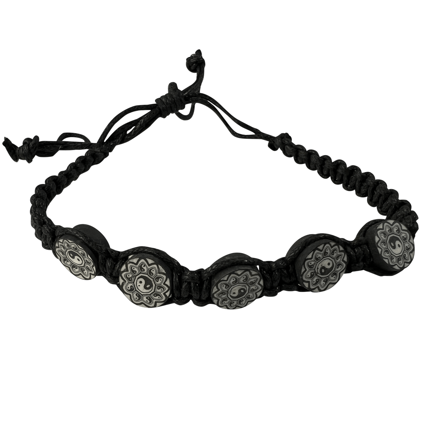 Black White Yin and Yang Beads Bracelet Wristband Bangle Mens Womens Jewellery