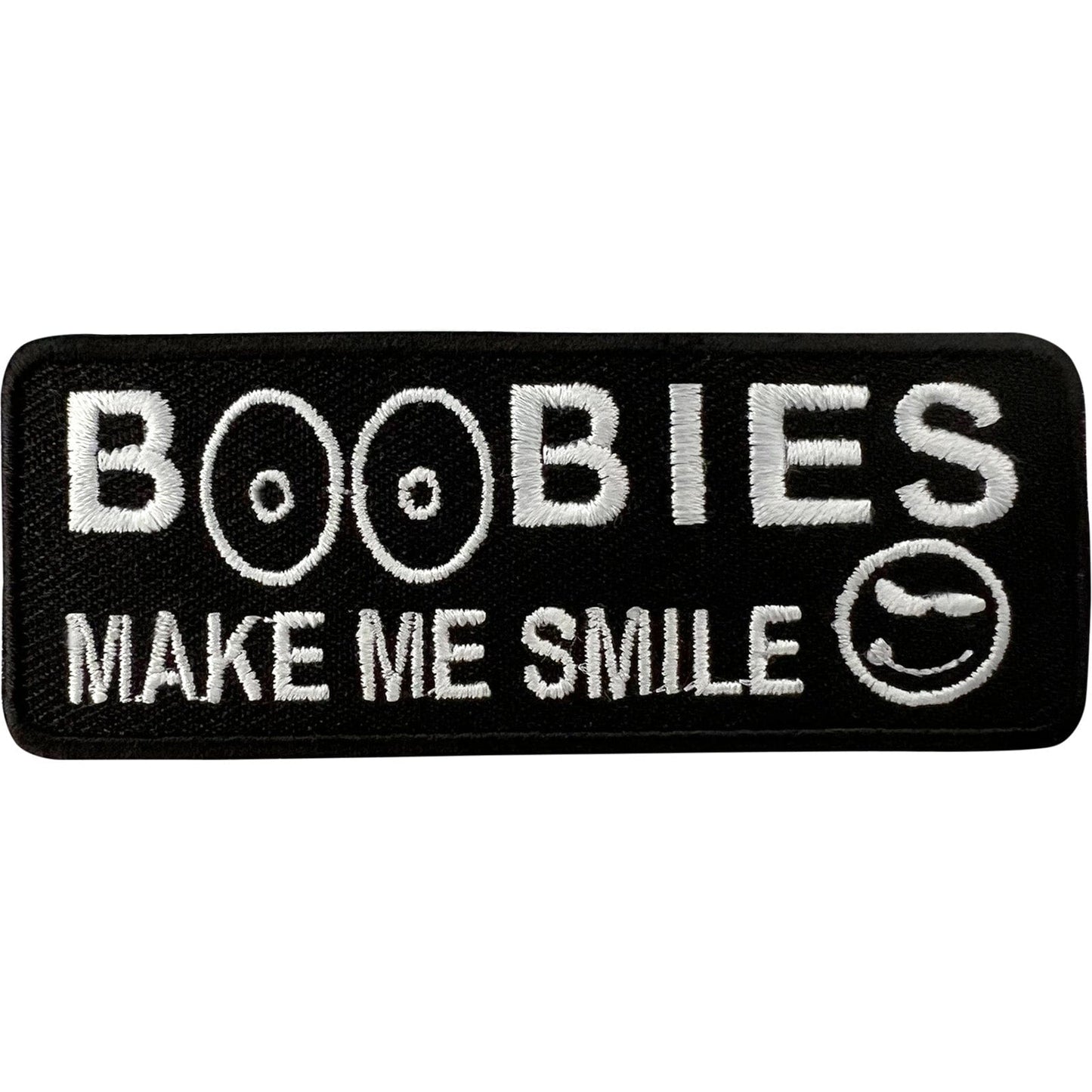 Boobies Make Me Smile Iron Sew On Biker Motorcycle Jacket Vest Embroidered Badge