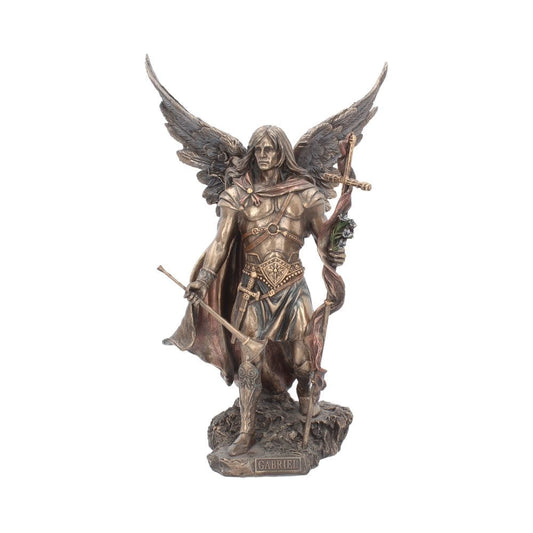 Bronzed Archangel Gabriel With Staff Religious Figurine 33.5cm