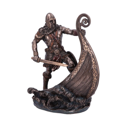 Bronzed Halvor Viking Longship Figurine