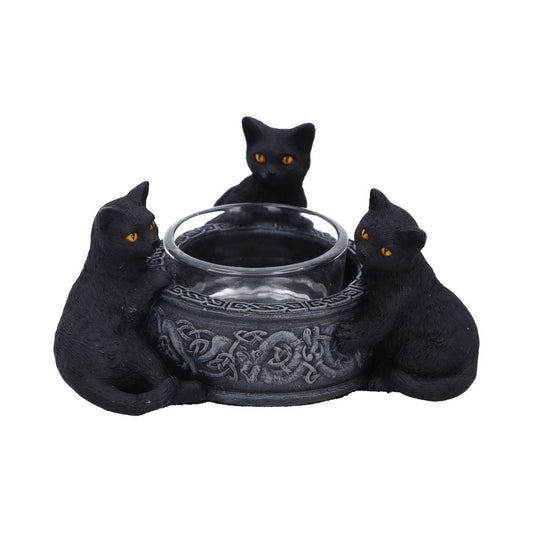Familiar Trio Cat Tea Light Holder 10cm