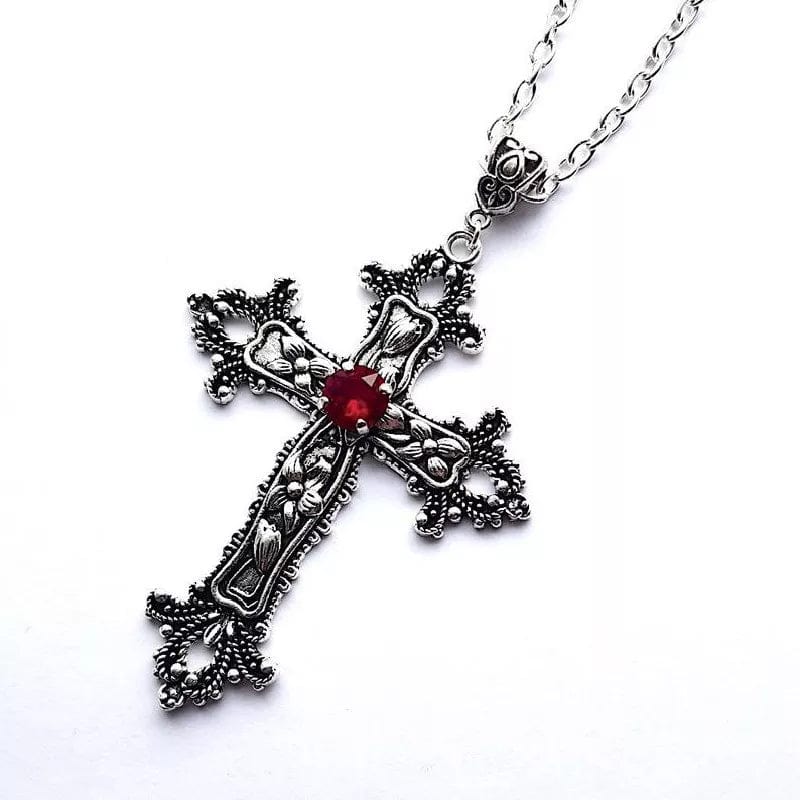 Gothic Irregular Cross Clavicle Chain Necklace: Crystal-Embellished Statement Piece for Women and Men - Aesthetic Jewelry