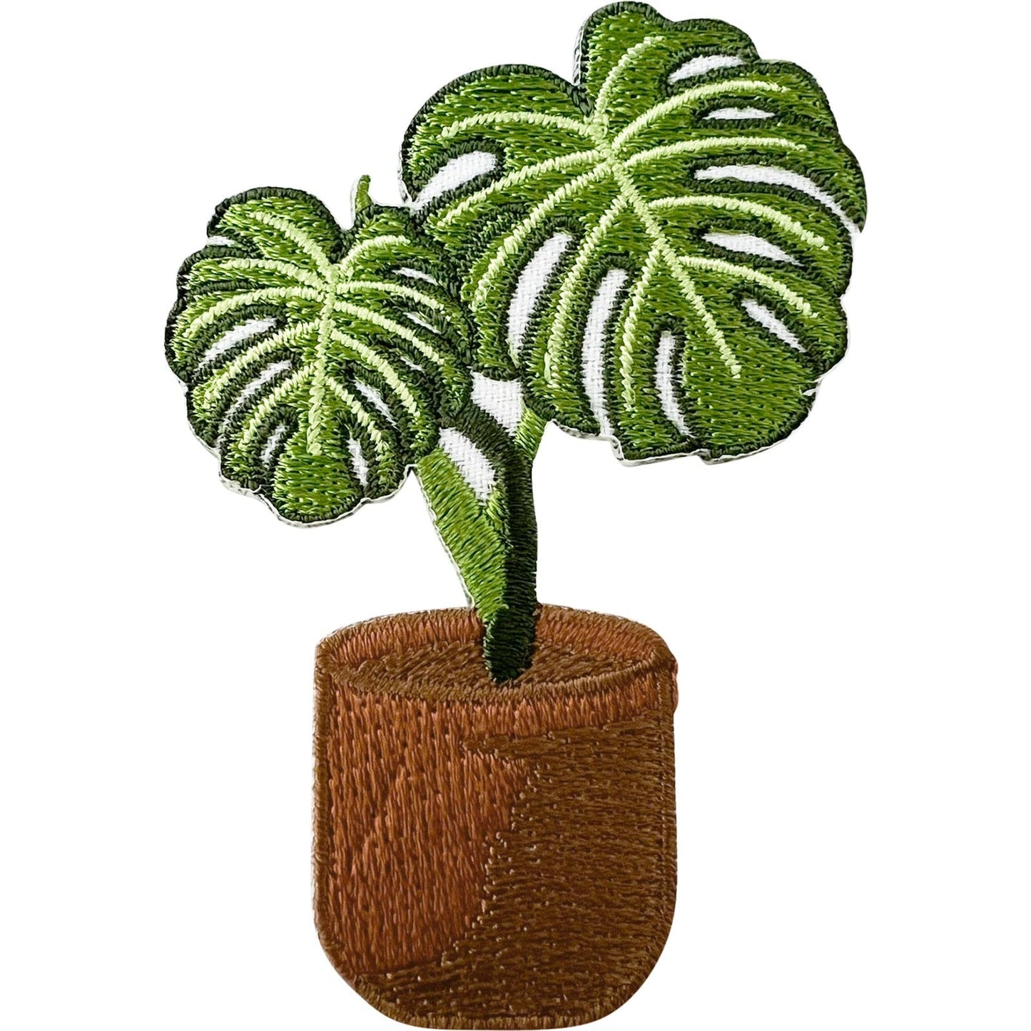 Green Brown House Pot Plant Patch Iron Or Sewing On Art Crafts Embroidered Badge