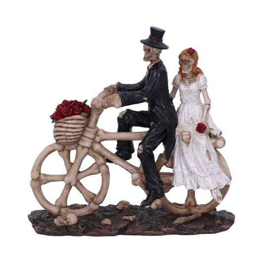 Hitch a Ride Bicycle Riding Skeleton Lovers Wedding Figurine