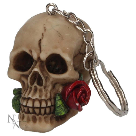 Pack of 6 Rose From The Dead Gothic Skull Keyrings 4.6cm