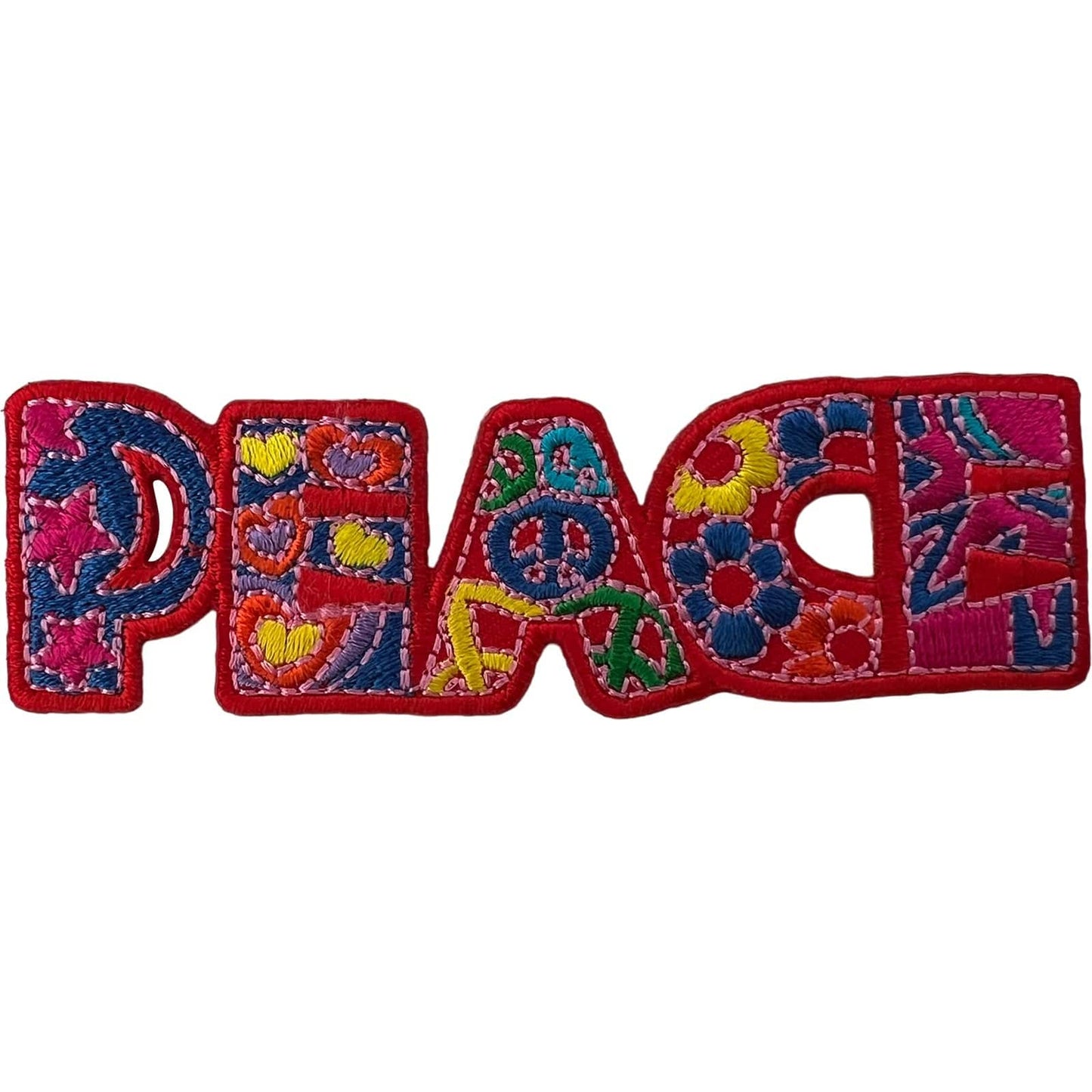 Peace Patch Iron Sew On Cloth Hippie 1960s 1970s Flower Power Embroidered Badge