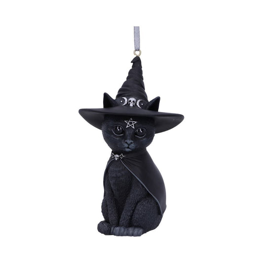 Purrah Black Witch Cat Hanging Decorative Ornament 11.5cm