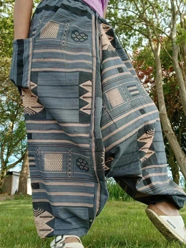 Grey Peach Beige Baggy Harem Thai Tribe Aladdin Pants Hippie Yoga Trousers
