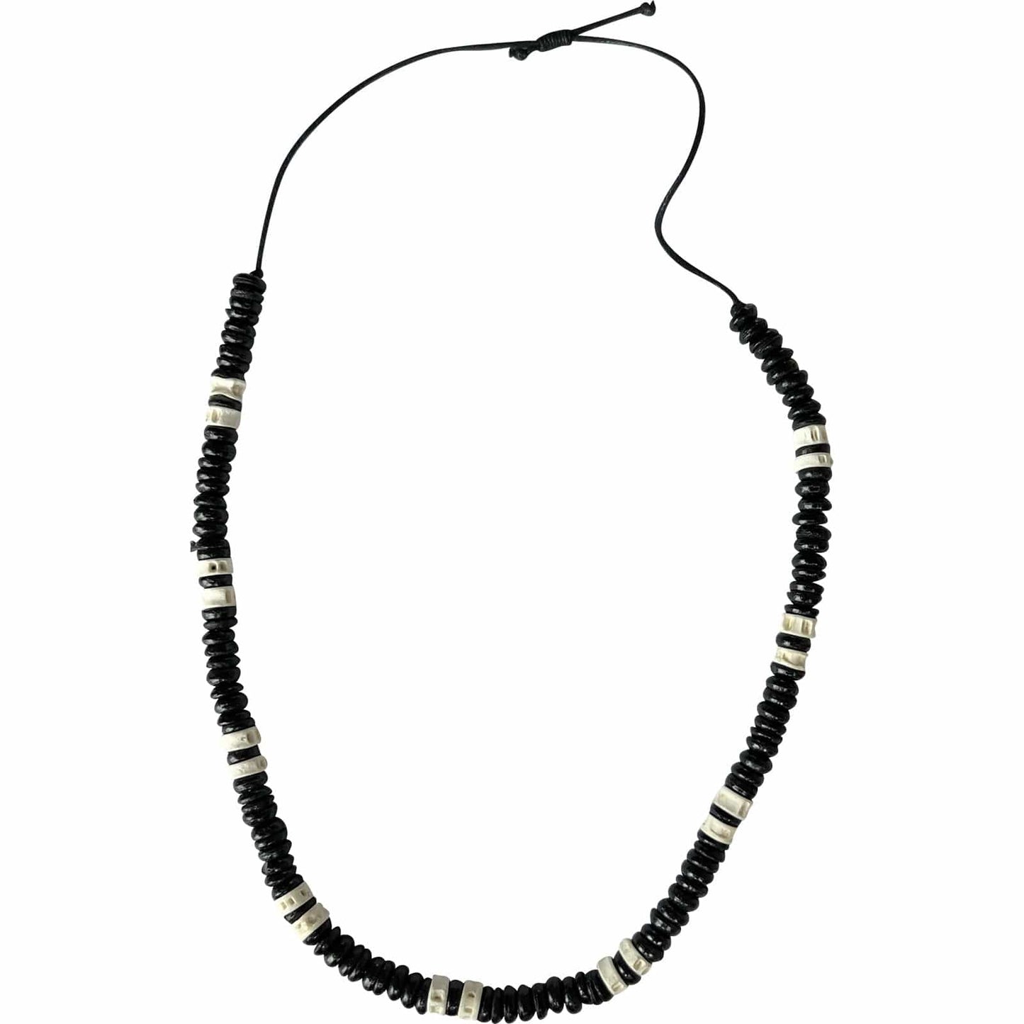 Adjustable Size Black Wooden Coconut Bead Necklace Chain Handmade Wood Jewellery