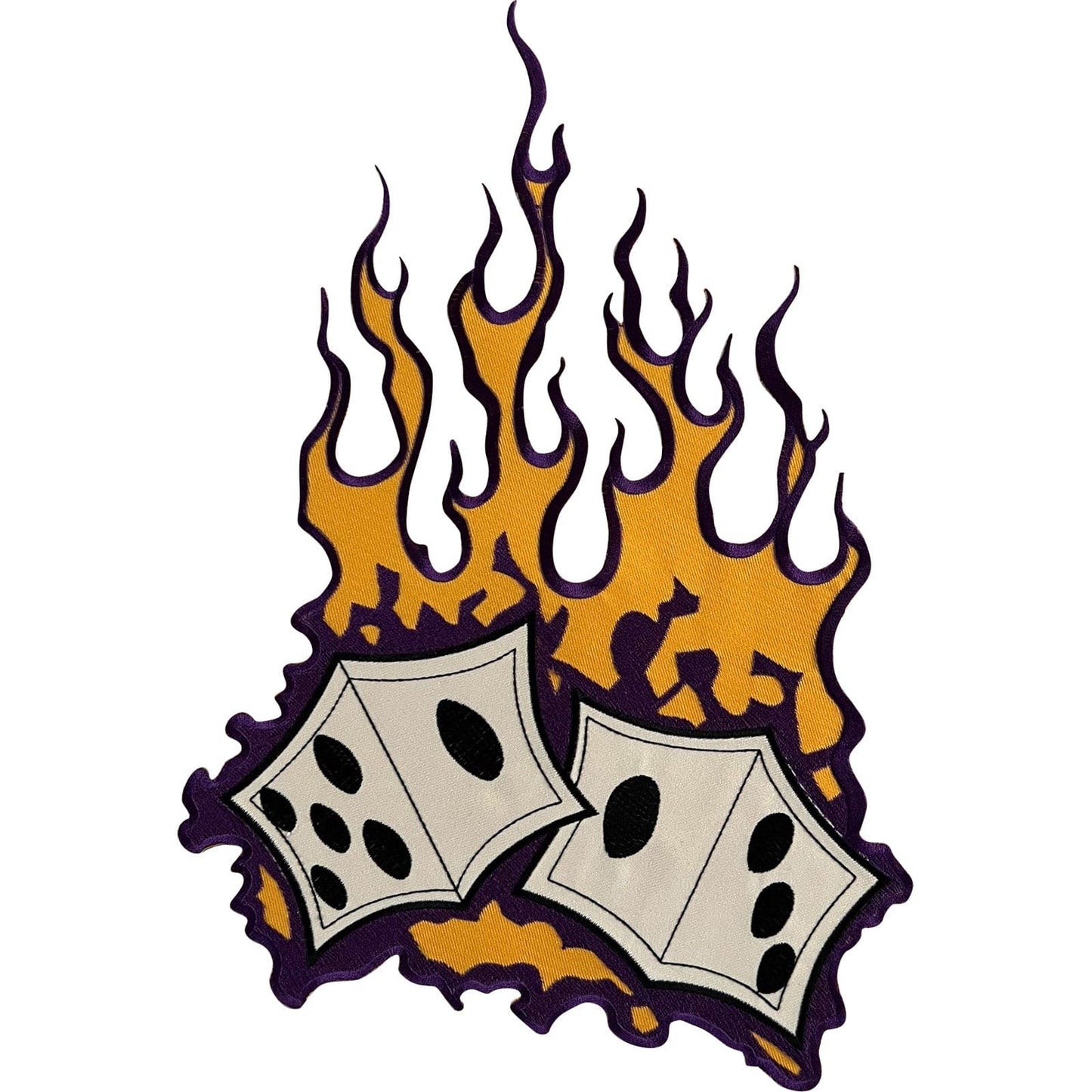 Big Large Fire Dice Patch Iron Sew On Motorbike Jacket Biker Embroidered Badge