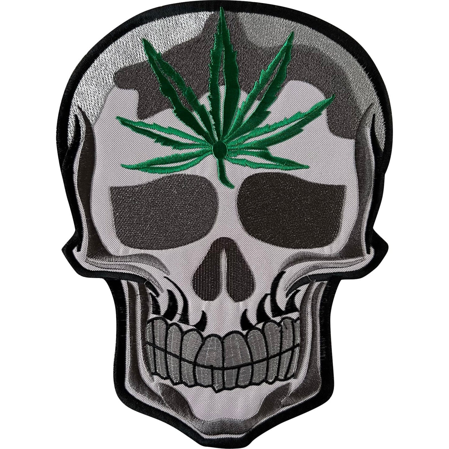 Big Large Skull Cannabis Leaf Patch Iron Sew On Jacket Clothes Embroidered Badge