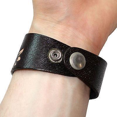 Black Leather Marijuana Bracelet Wristband Bangle Mens Womens Ladies Jewellery