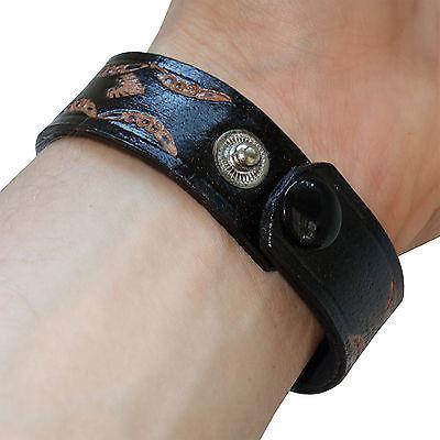 Black Leather Turquoise Stone Bracelet Wristband Bangle Mens Womens Jewellery Black Leather Turquoise Stone Bracelet Wristband Bangle Mens Womens Jewellery