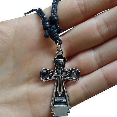 Cross Pendant Chain Necklace Choker Silver Tone Womens Mens Childrens Girls Boys