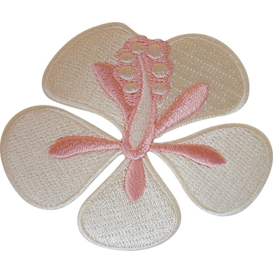 Embroidered Iron On Cream Pink Flower Patch Sew On Badge Cloth Crafts Embroidery