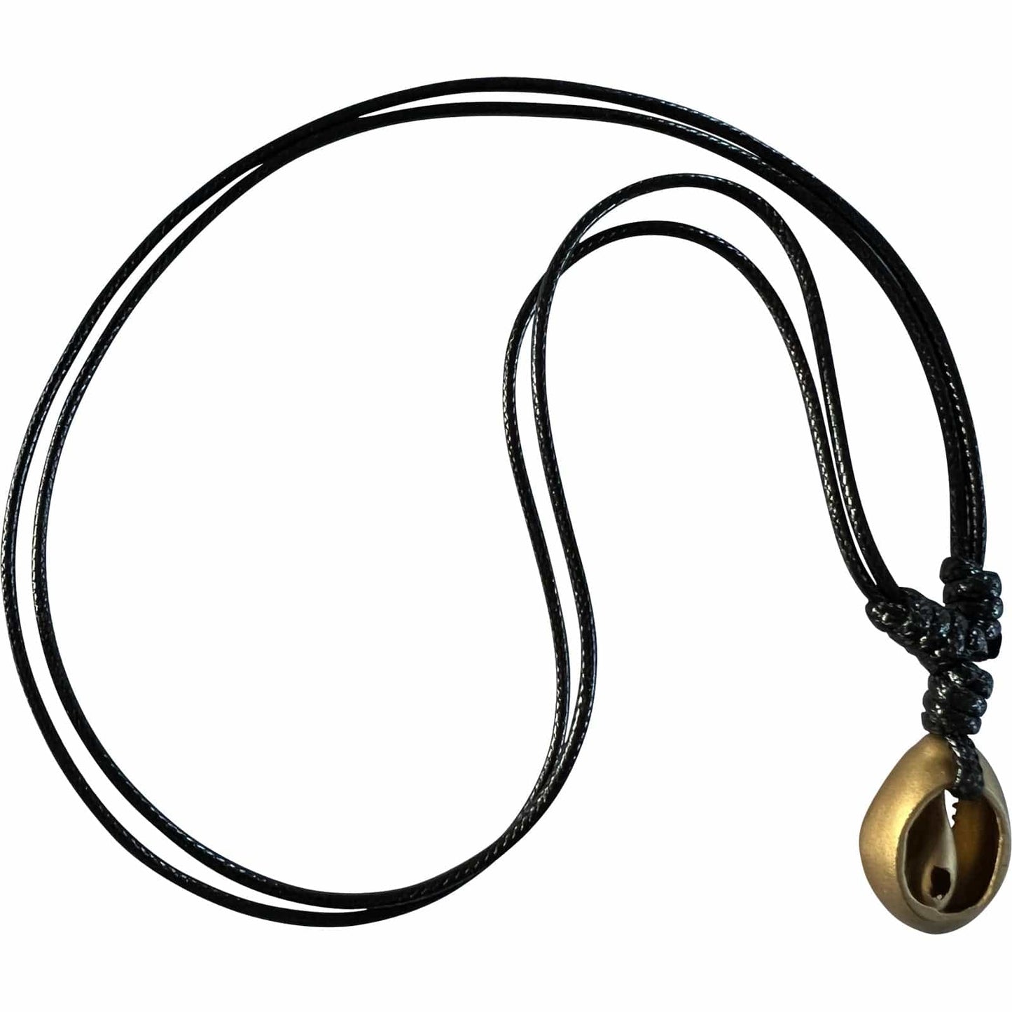 Gold Colour Shell Pendant Necklace Black Cord Chain Mens Womens Beach Jewellery