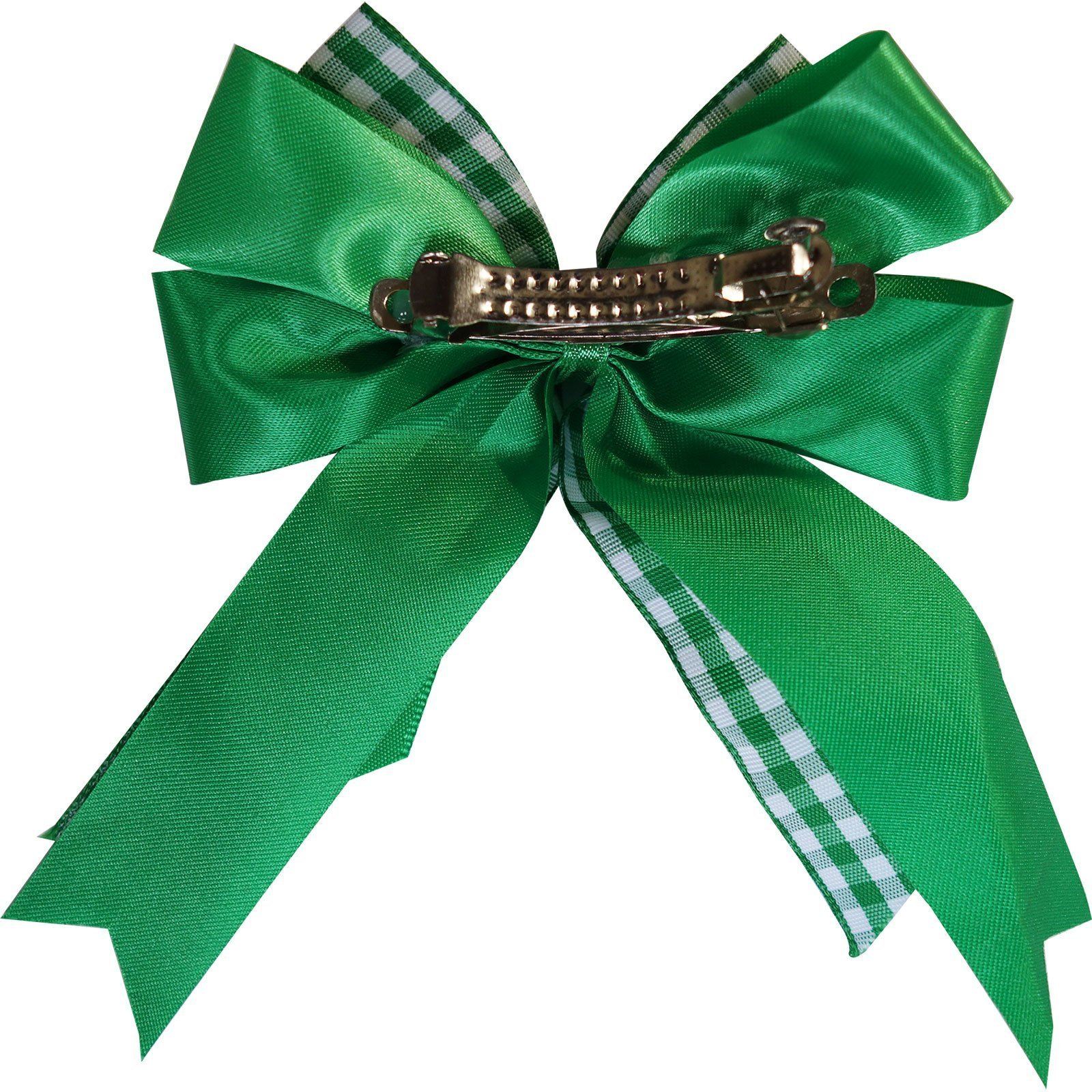 Green Bow Hair Clip Ribbon Grip Clasp Barrette Girls Childrens Kids Accessories