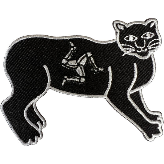Isle of Man Black Manx Cat Patch Iron Sew On Clothes Jeans TT Embroidered Badge