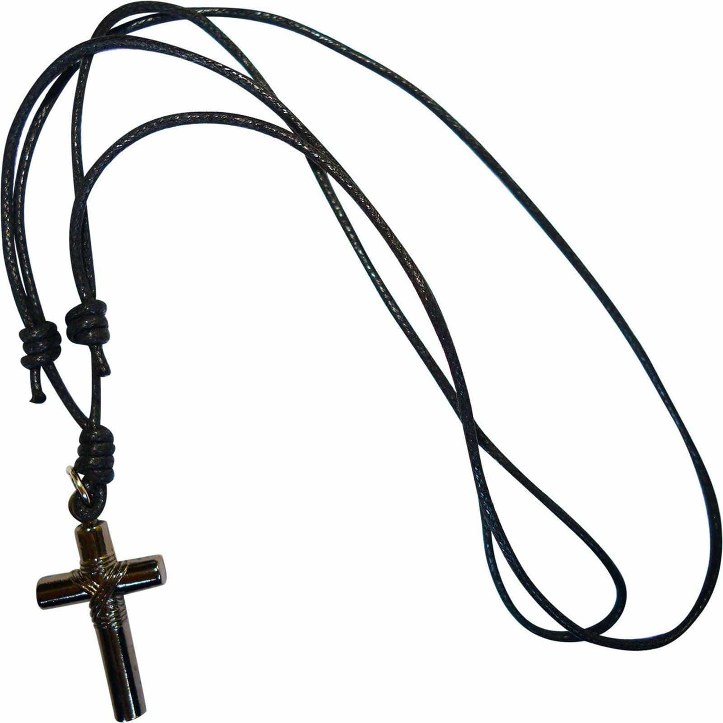 Jesus Cross Pendant Necklace Black Cord Chain Mens Womens Ladies Kids Girls Boys