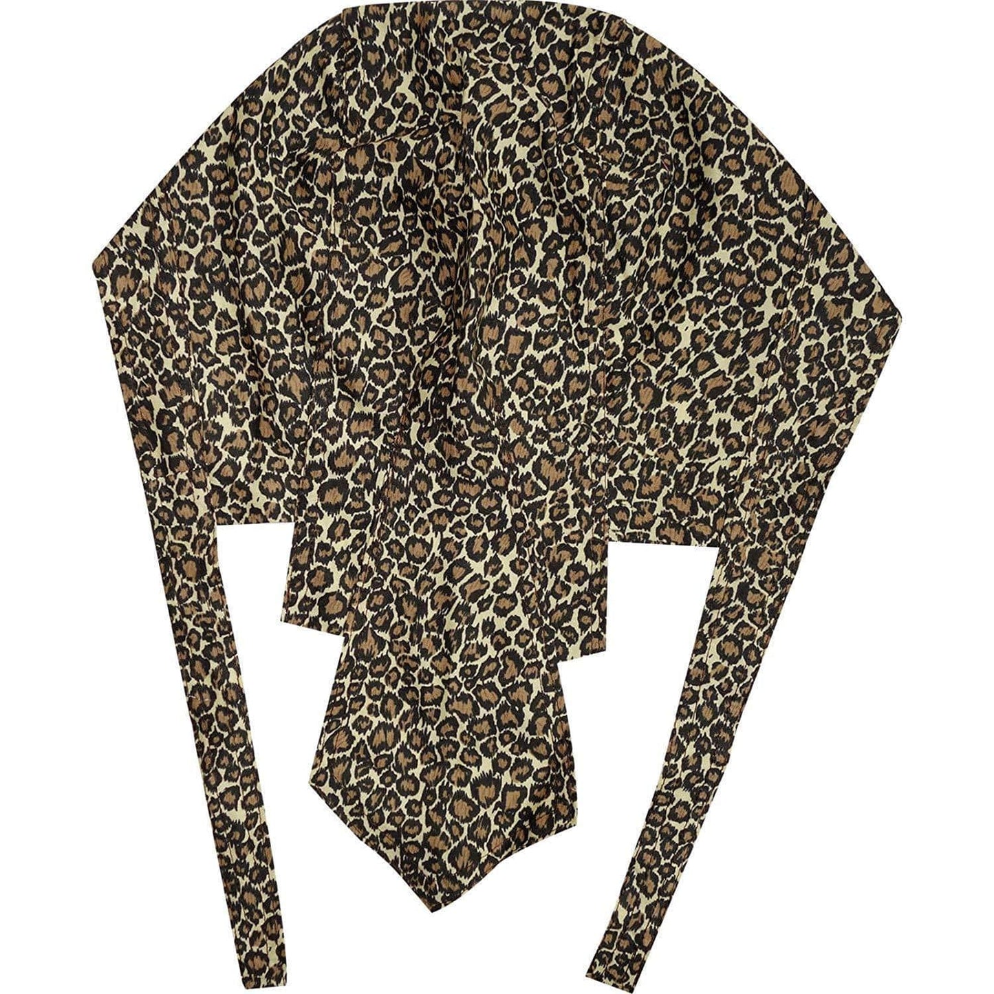 Leopard Print Pre Tied Cream Brown Black Bandana Chef Skull Cap Sun Gym Bike Hat