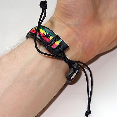 Mens Rasta Friendship Bracelet Reggae Man Wristband Bangle Surfer Hippie Jamaica