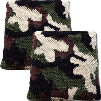 Pair of Army Soldier Camo Sweatbands Wristbands Military Fancy Dress Paintball