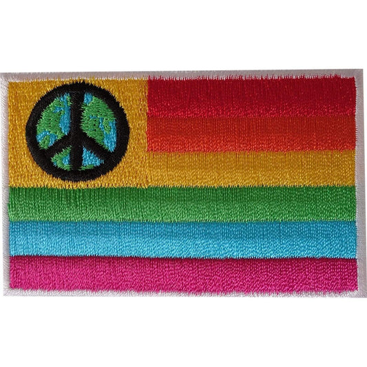 Peace Symbol Sign Rainbow Flag Patch Iron On Sew On Embroidered Badge Gay Pride