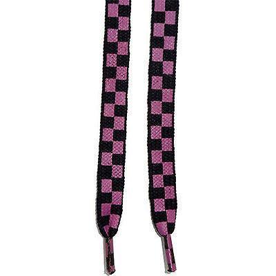Pink Black Checkered Chess Shoe Laces for Womens Ladies Mens Kids Trainers Shoes Pink Black Checkered Chess Shoe Laces for Womens Ladies Mens Kids Trainers Shoes