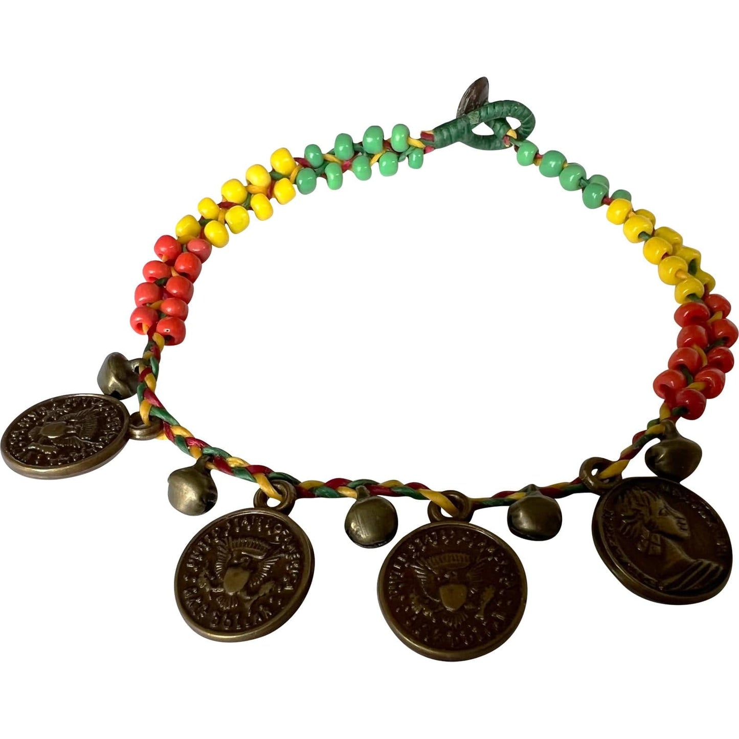 Rasta Reggae Coin Beads Anklet Foot Chain Ankle Bracelet Womens Mens Jewellery