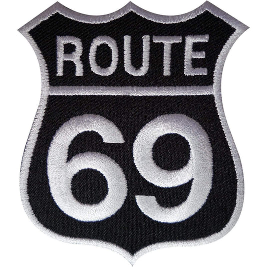 Route 69 Patch Iron Sew On Embroidered Highway Road Sign Biker Badge America USA