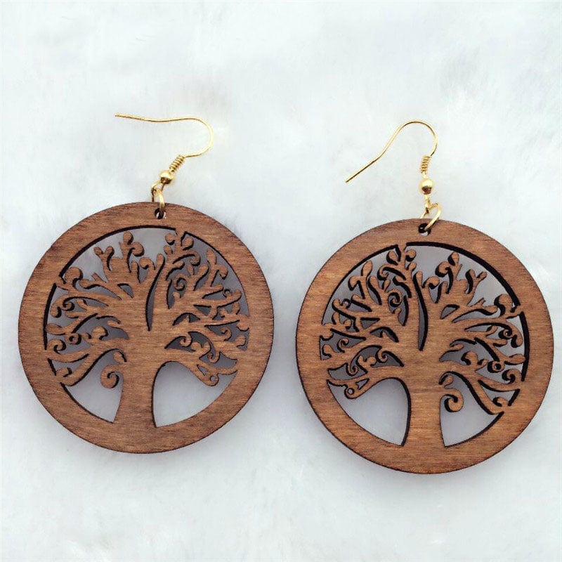 Tree Of Life Wood Earrings