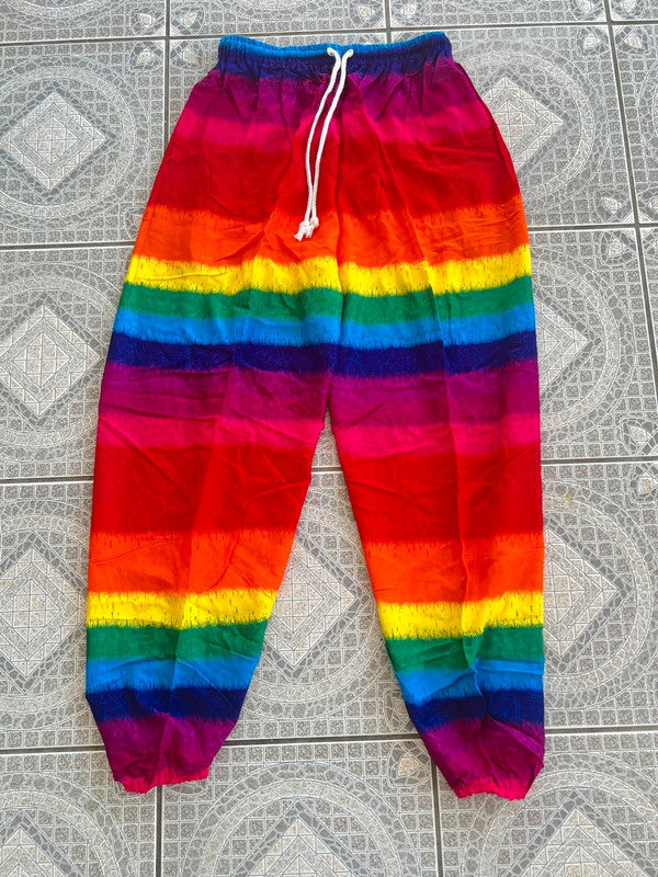 Rainbow Harem Pants Baggy Genie Hippie Yoga Womens Bali Rayon Trousers Joggers