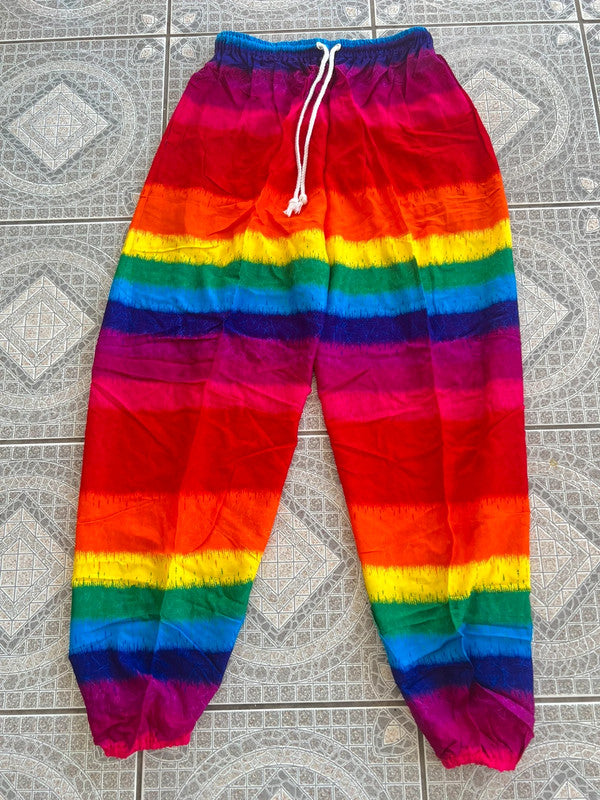 Rainbow Harem Pants Baggy Genie Hippie Yoga Womens Bali Rayon Trousers Joggers