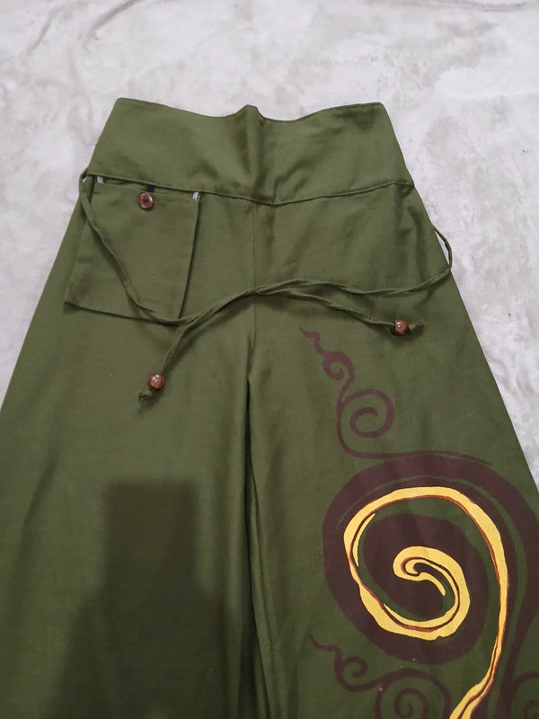 Olive Green Baggy Bohemian Palazzo Harem Pants Women’s Wide Leg Hippie Trousers