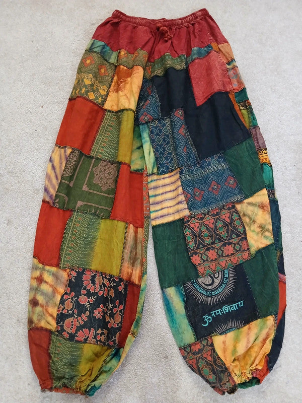 Multicolour Cotton Harem Pants Random Patchwork Womens or Mens Hippie Trousers