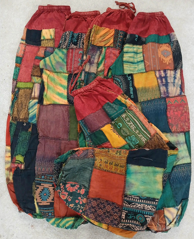Multicolour Cotton Harem Pants Random Patchwork Womens or Mens Hippie Trousers