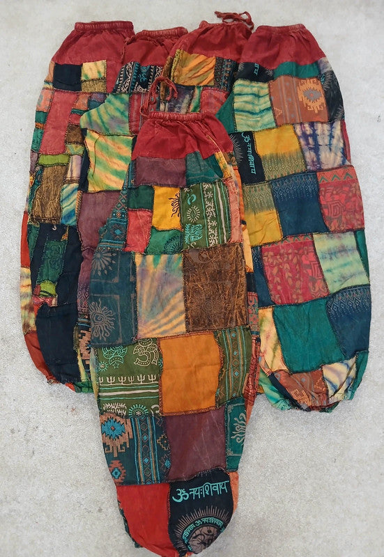 Multicolour Cotton Harem Pants Random Patchwork Womens or Mens Hippie Trousers
