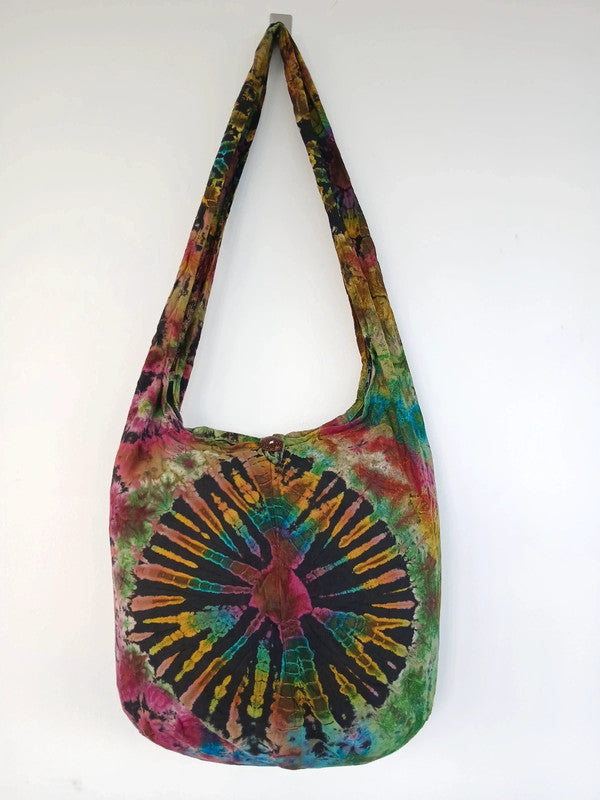 Unique Tie Dye Sling Bag Shoulder Messenger Crossbody Hobo Boho Hippie Handbag