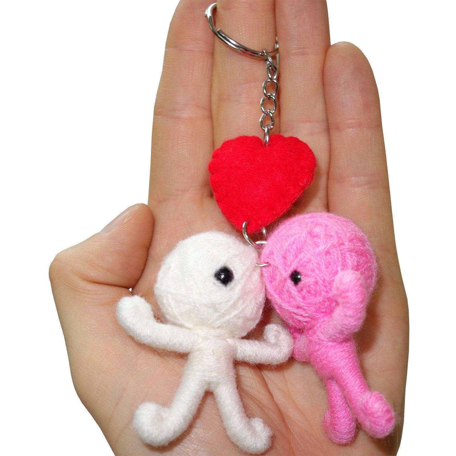 2 X Valentines Day Love Heart Couple Voodoo Doll Keyrings Keychains Romantic Toy