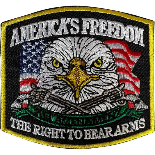2nd AMENDMENT AMERICA'S FREEDOM THE RIGHT TO BEAR ARMS America Gun Patch Iron On Sew On Embroidered Badge United States USA Flag Eagle