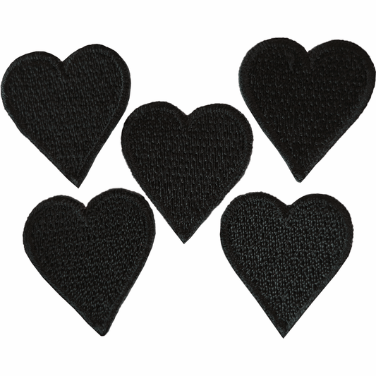 5 Small Size Black Love Heart Patches Iron Sew On Badges Embroidered Badge Patch