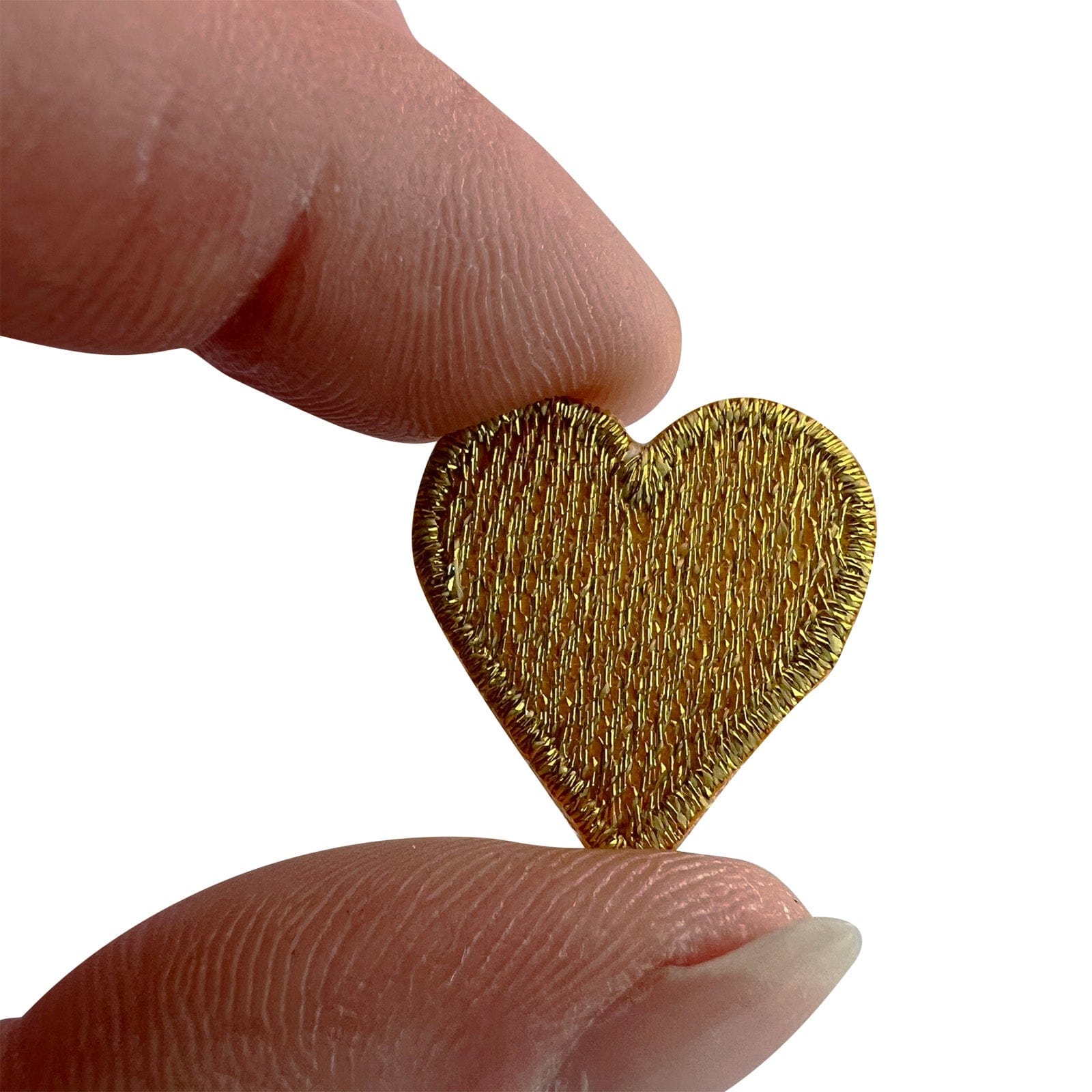 5 X Mini Gold Love Heart Patches Iron Sew On Cloth Small Hearts Tiny Badge Patch