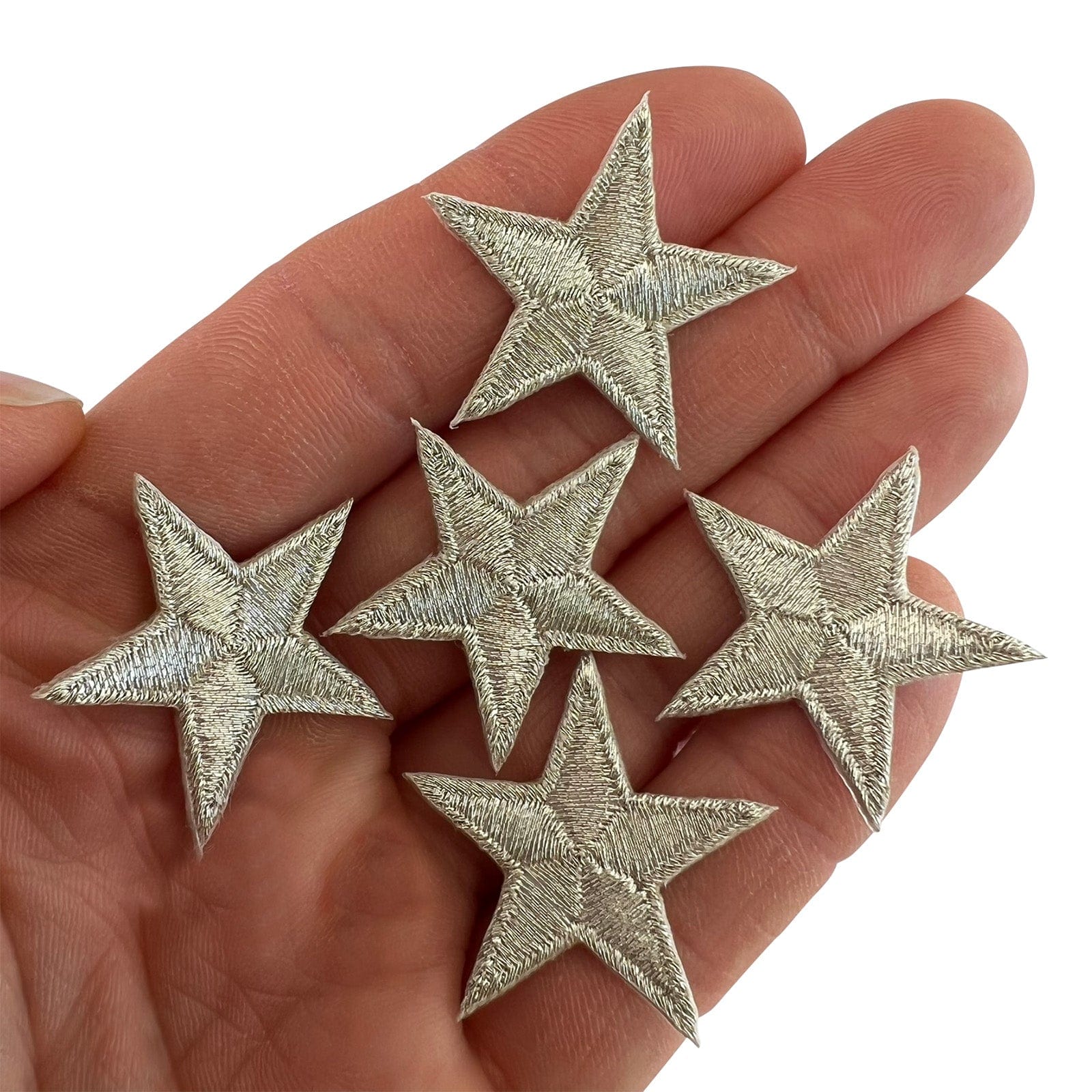 5 X Mini Silver Star Patches Iron Sew On Small Stars Tiny Embroidery Badge Patch