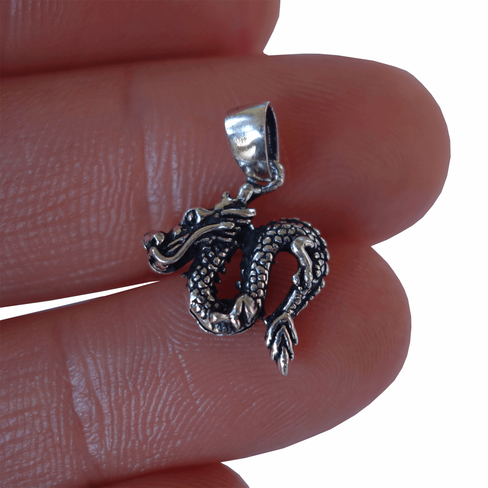 925 Sterling Silver Chinese Dragon Pendant Mens Womens Ladies Boy Girl Jewellery