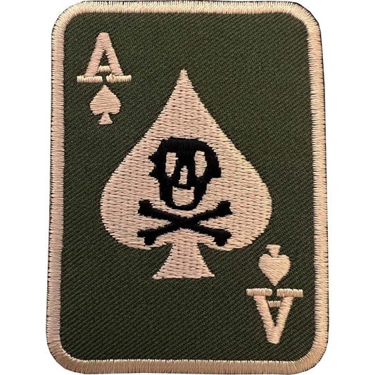 Ace of Spades Playing Card Patch Iron Sew On Clothes Bag Skull Embroidered Badge